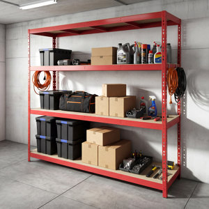 Étagère métallique rouge 200x185x50 cm 4 tablettes 300 kg chacune