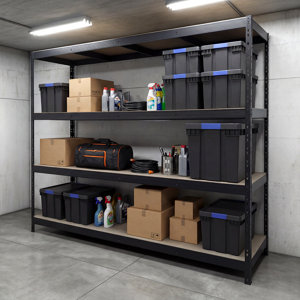 Étagère métallique noire 200x240x60 cm 4 étagères charge 450 kg par niveau
