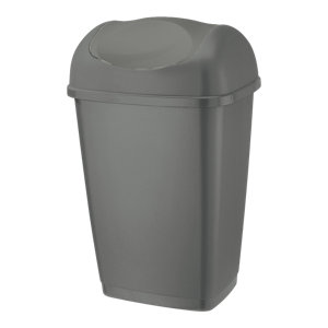 Poubelle plastique avec couvercle gris 20 L - 52 x 32,5 x 25,5 cm