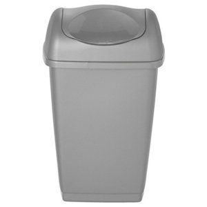 Poubelle plastique avec couvercle gris 20 L - 52 x 32,5 x 25,5 cm