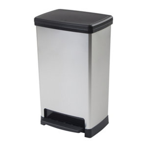 Poubelle à pédale avec couvercle gris 50 L  - 65,4 x 39 x 28,8 cm