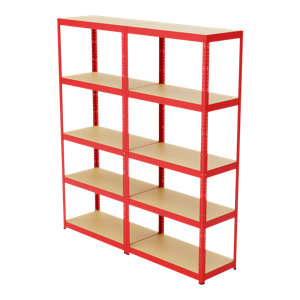 Lot de 2 étagères MDF et métal rouge 194 x 100 x 45 cm 5 tablettes