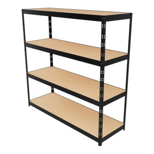 Étagère bois métal charge lourde 4 tablettes réglables 400 kg - 180 x 180 x 60 cm
