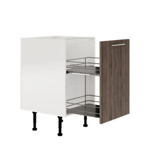 Meuble de rangement bas 50 cm décor imitation chêne gris BASILIE