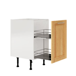Meuble de rangement bas 50 cm décor imitation chêne doré ILONA