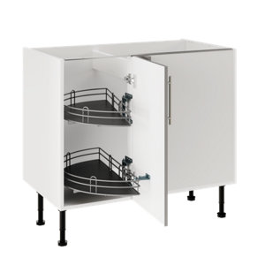 Meuble de rangement bas d’angle 100 cm demi-lune gris mat ADÈLE