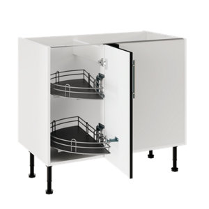 Meuble de rangement bas d’angle 100 cm demi-lune anthracite mat DORICE