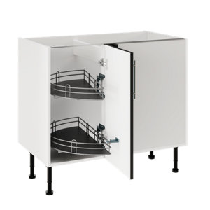 Meuble de rangement bas d'angle 100 cm demi-lune anthracite mat FLORIE