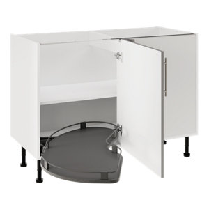 Meuble de rangement bas d’angle 120 cm gris mat ADÈLE