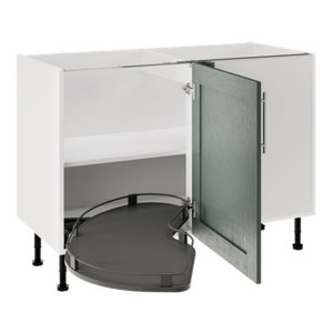 Meuble de rangement bas d'angle 120 cm vert sauge COLINE