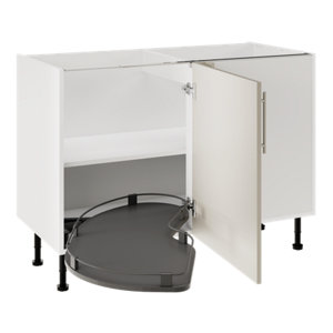 Meuble de rangement bas d'angle 120 cm beige mat DORICE