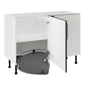 Meuble de rangement bas d’angle 120 cm bleu mat DORICE