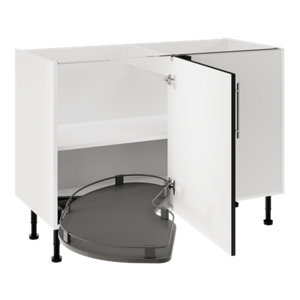 Meuble bas d'angle de cuisine 120 cm anthracite mat avec rangement coulissant FLORIE