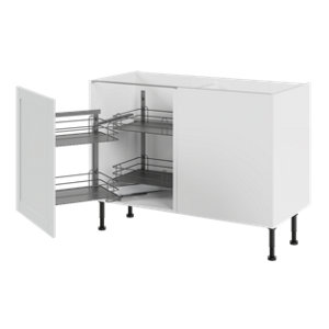 Meuble bas d'angle de cuisine ACASUS gris mat - L.120 x H.87 x P.57 cm