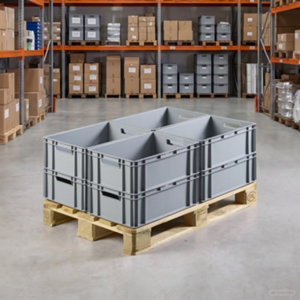 Bac de rangement empilable 40 litres gris H.20 x L.40 x P.60 cm