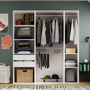  Dressing CICERO blanc 3 caissons - H. 200 x L. 180 x P. 55 cm