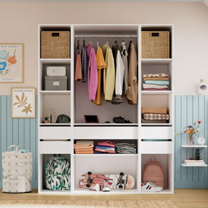  Dressing CICERO blanc 3 caissons - H. 200 x L. 160 x P. 55 cm