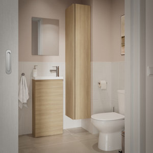 Ensemble salle de bain décor imitation chêne clair IDALIE