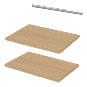 2 étagères + 1 barre de penderie 40 cm - Pack 3 CICERO effet chêne clair