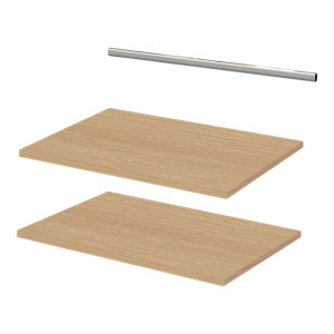 2 étagères + 1 barre de penderie 60 cm - Pack 3 CICERO effet chêne clair