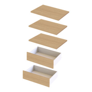 3 étagères + 2 tiroirs 40 cm - Pack 5 CICERO effet chêne clair