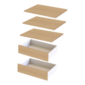 3 étagères + 2 tiroirs 60 cm - Pack 5 CICERO effet chêne clair
