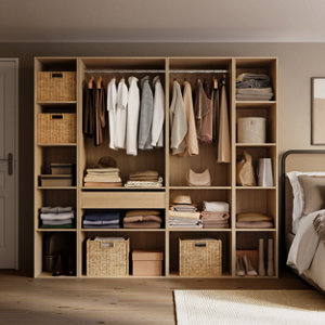 Dressing CICERO chêne 4 caissons - H. 200 x L. 220 x P. 55 cm