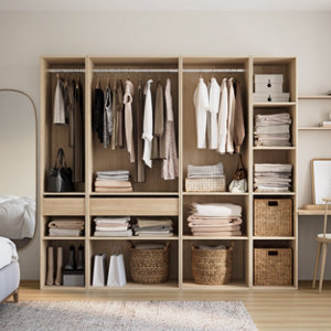 Dressing CICERO chêne 4 caissons - H. 200 x L. 220 x P. 55 cm