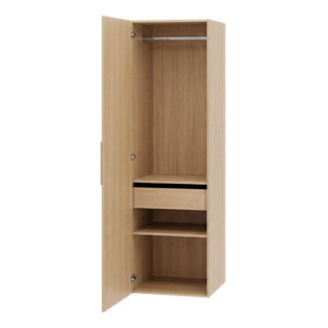 Dressing CICERO chêne avec porte + pack 4 - H. 200 x L. 60 x P. 55 cm