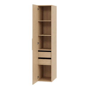 Dressing CICERO chêne avec porte + pack 5 - H. 200 x L. 40 x P. 55 cm