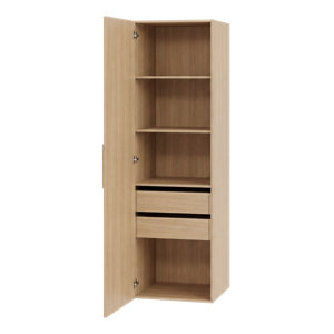 Dressing CICERO chêne avec porte + pack 5 - H. 200 x L. 60 x P. 55 cm