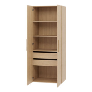 Dressing CICERO chêne avec portes + pack 5 - H. 200 x L. 80 x P. 55 cm