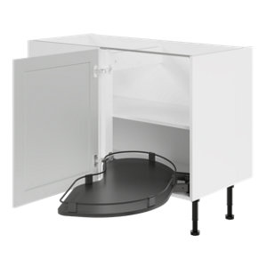 Meuble bas d'angle de cuisine ACASUS gris mat - L.120 x H.87 x P.57 cm