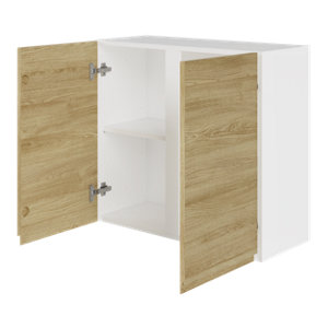 Meuble haut de cuisine GLORIAN effet chêne clair - L.80 x H.72 x P.32 cm