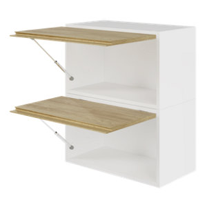 Meuble sur-hotte de cuisine GLORIAN effet chêne clair - L.60 x H.36 x P.32 cm