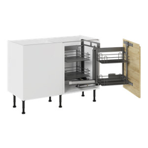 Meuble bas d'angle de cuisine GLORIAN effet chêne clair - L.120 x H.87 x P.57 cm