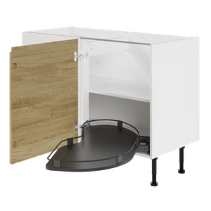 Meuble bas d'angle de cuisine GLORIAN effet chêne clair - L.120 x H.87 x P.57 cm