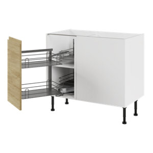 Meuble bas d'angle de cuisine GLORIAN effet chêne clair - L.100 x H.87 x P.57 cm