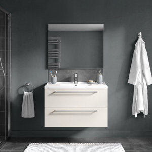 Ensemble salle de bain IDALIE gris perle avec plan vasque LANA