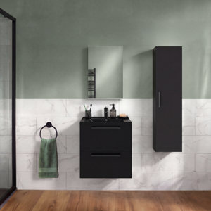 Ensemble salle de bain IDALIE noir mat avec plan vasque NAPOLD noir mat