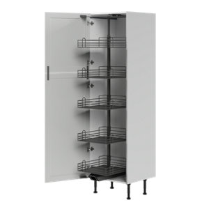 Colonne de rangement de cuisine 2 portes et 1 rangement coulissant  ACASUS gris mat H.201 x L.60 cm x P.57 cm