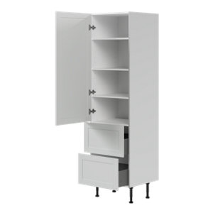 Colonne de rangement de cuisine 1 porte et  2 casseroliers ACASUS gris mat  H.201 x L.60 cm x P.57 cm