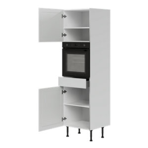 Colonne électroménager de cuisine 2 portes, 1 emplacement four et 1 tiroir  ACASUS gris mat H.201 x L.60 cm x P.57 cm 