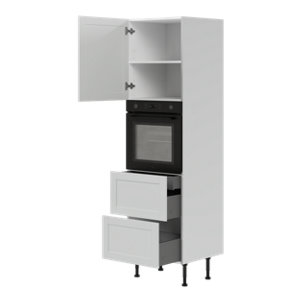 Colonne électroménager de cuisine 1 porte, 1 emplacement four, 2 casseroliers et 1 tiroir ACASUS gris mat H.201 x L.60 cm x P.57 cm