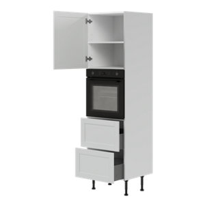 Colonne électroménager de cuisine 1 porte, 1 emplacement four et 2 casseroliers ACASUS gris mat H.201 x L.60 cm x P.57 cm 