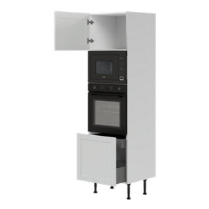 Colonne électroménager de cuisine 2 portes, 1 emplacement micro-ondes, 1 emplacement four et 1 tiroir ACASUS gris mat H.201 x L.60 cm x P.57 cm 