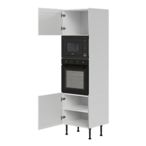 Colonne électroménager de cuisine 2 portes, 1 emplacement micro-ondes, 1 emplacement four ACASUS gris mat H.201 x L.60 cm x P.57 cm 