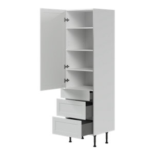 Colonne de rangement de cuisine 1 porte, 2 casseroliers et 1 tiroir ACASUS gris mat H.201 x L.60 cm x P.57 cm