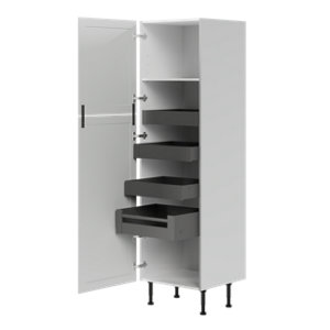 Colonne de rangement de cuisine 2 portes et 1 emplacement four ACASUS gris mat H.201 x L.60 cm x P.57 cm