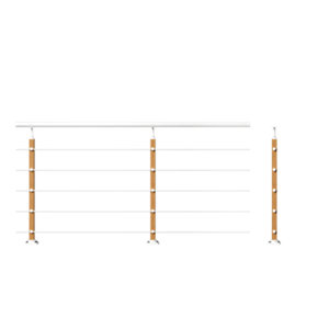 Kit garde-corps aluminium 2 m avec poteau chêne clair